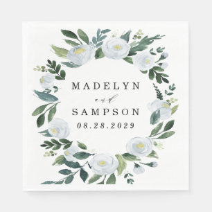 Guardanapo De Papel Casamento rústico floral azul empoeirado elegante