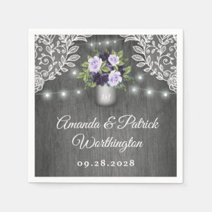 Guardanapo De Papel Casamento rústico floral roxo do frasco de