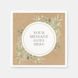 Guardanapo De Papel Casamento Rústico Kraft Boho Eucalipto Verde