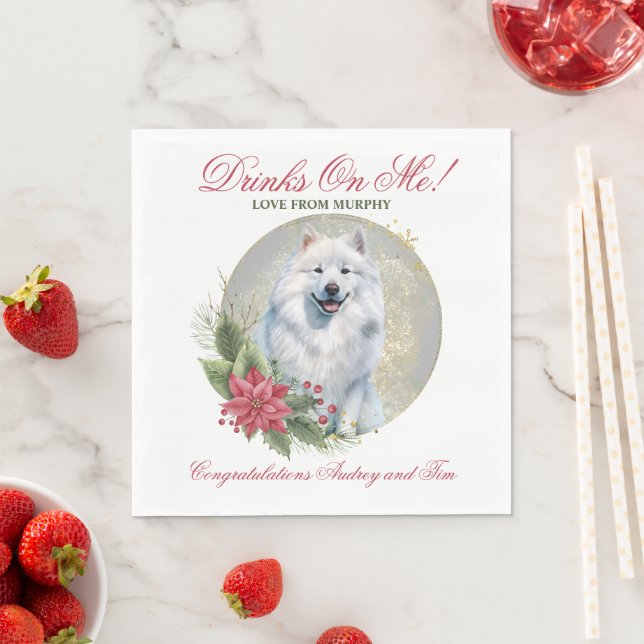 Guardanapo De Papel Casamento Samoyed Napkins Com Cães Foto (Insitu)