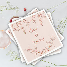 Guardanapo De Papel Casamento Simple Boho Floral Terracotta