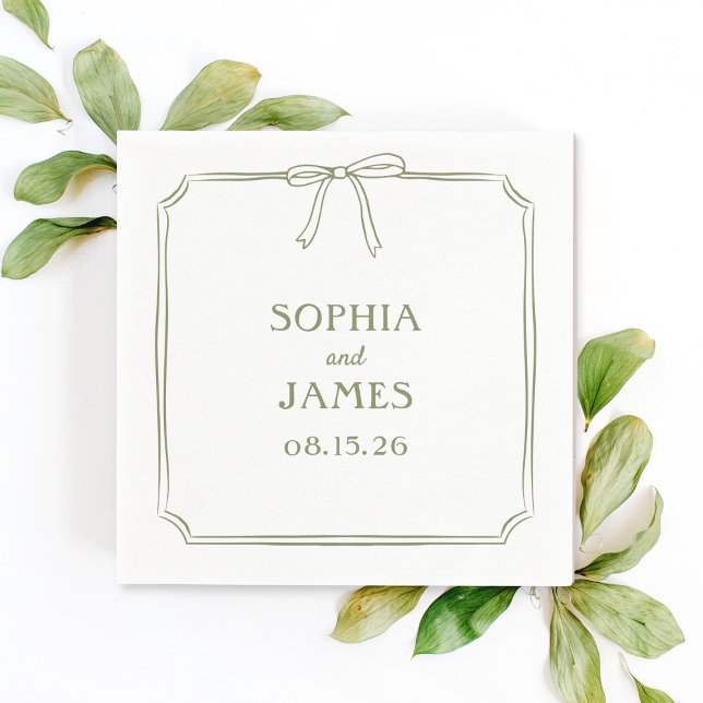 Guardanapo De Papel Casamento Simples De Arco De Oliva Verde Elegante (Criador carregado)