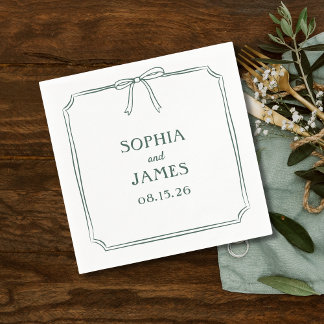 Guardanapo De Papel Casamento Simples de Arco Elegante Elegante Verde