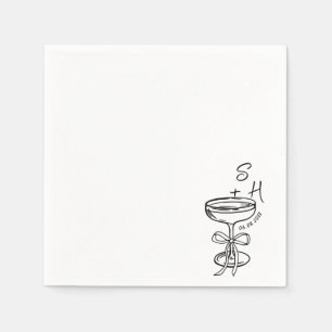 Guardanapo De Papel Casamento Simples de Cocktail Desenhado Mão