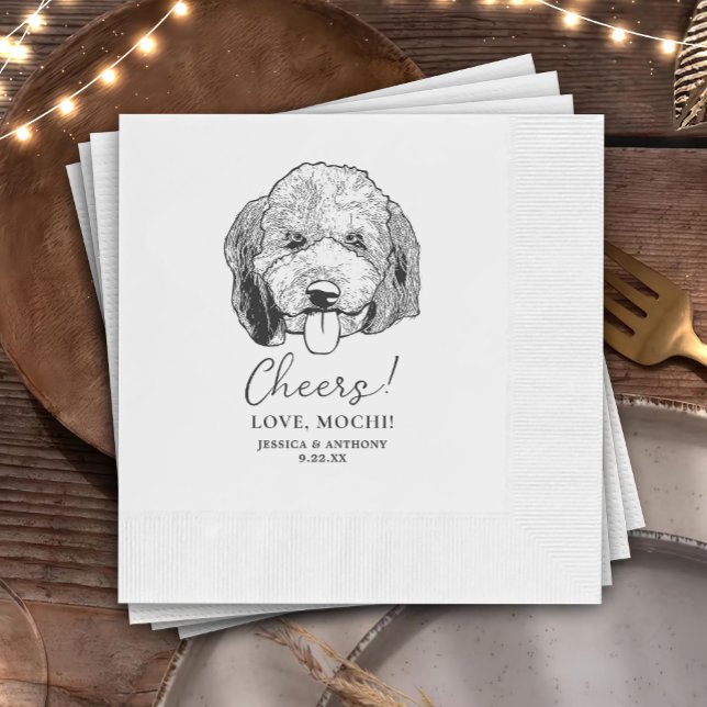 Guardanapo De Papel Casamento Simples De Desenho De Mão De Cachorro (Criador carregado)
