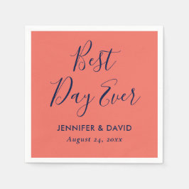 Guardanapo De Papel Casamento Simples de Marinho Azul e Coral