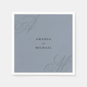 Guardanapo De Papel Casamento Simples de Monograma Azul Elegante