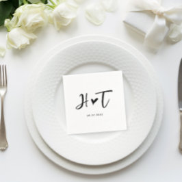 Guardanapo De Papel Casamento Simples de Monograma de Script Brutado