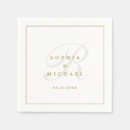 Guardanapo De Papel Casamento Simples de Monograma Elegante