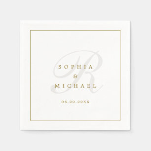 Guardanapo De Papel Casamento Simples de Monograma Elegante