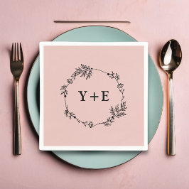 Guardanapo De Papel Casamento Simples de Rosa Dourado Monograma Elegan