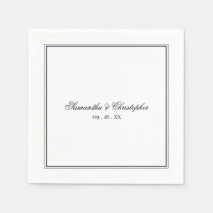 Guardanapo De Papel Casamento Simples de Script Preto e Branco