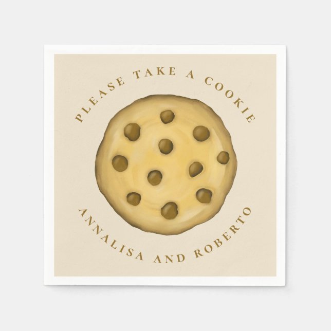 Guardanapo De Papel Casamento Simples Dessert Chocolate Chip Cookie (Frente)