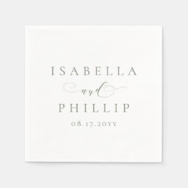 Guardanapo De Papel Casamento simples e elegante em verde sálvia perso