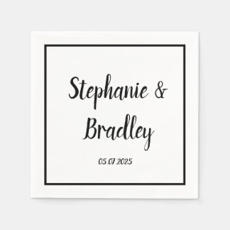 Guardanapo De Papel Casamento Simples Elegante Mínimalista de Script P