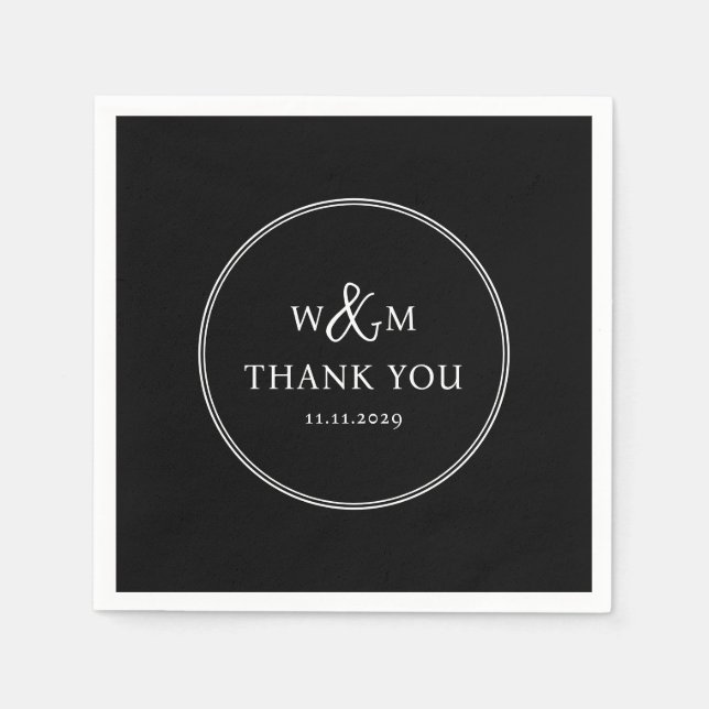 Guardanapo De Papel Casamento Simples Elegante Moderno Monograma (Frente)