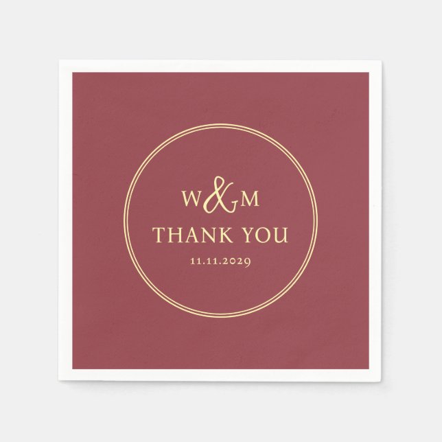 Guardanapo De Papel Casamento Simples Elegante Moderno Monograma (Frente)