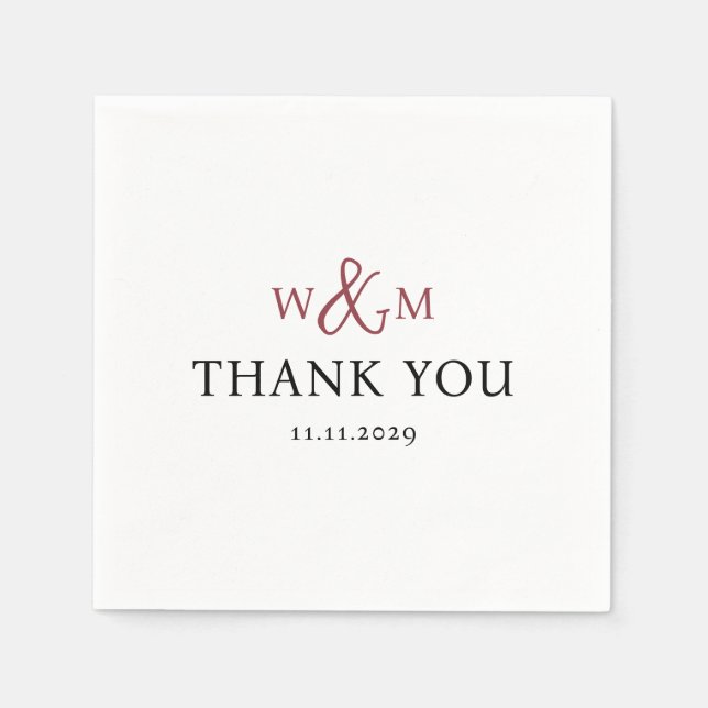 Guardanapo De Papel Casamento Simples Elegante Moderno Monograma (Frente)