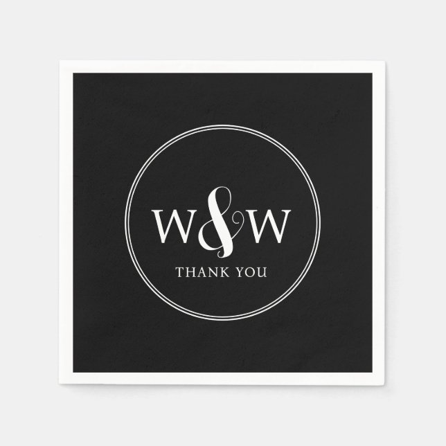 Guardanapo De Papel Casamento Simples Elegante Moderno Monograma (Frente)