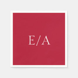 Guardanapo De Papel Casamento Simples Elegante Monograma Vermelho Míni