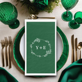 Guardanapo De Papel Casamento Simples Emerald Green Monogrammed