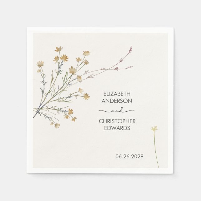 Guardanapo De Papel Casamento Simples Floral de Flores Mínimas (Frente)