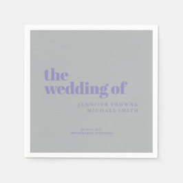 Guardanapo De Papel Casamento Simples Lavanda Prata com Swash Minimali