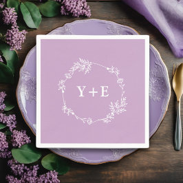Guardanapo De Papel Casamento Simples Lilac Roxo Monograma