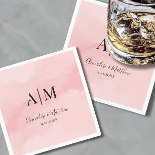 Guardanapo De Papel Casamento Simples Minimalista Aquarela Rosa