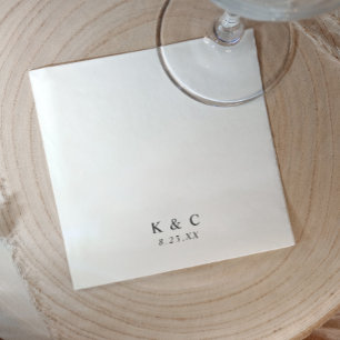 Guardanapo De Papel Casamento Simples Minimalista Moderno Preto e Bran