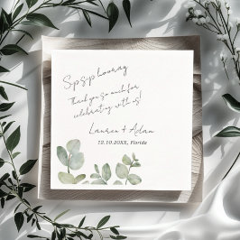 Guardanapo De Papel Casamento Simples Moderno com Eucalipto Verde