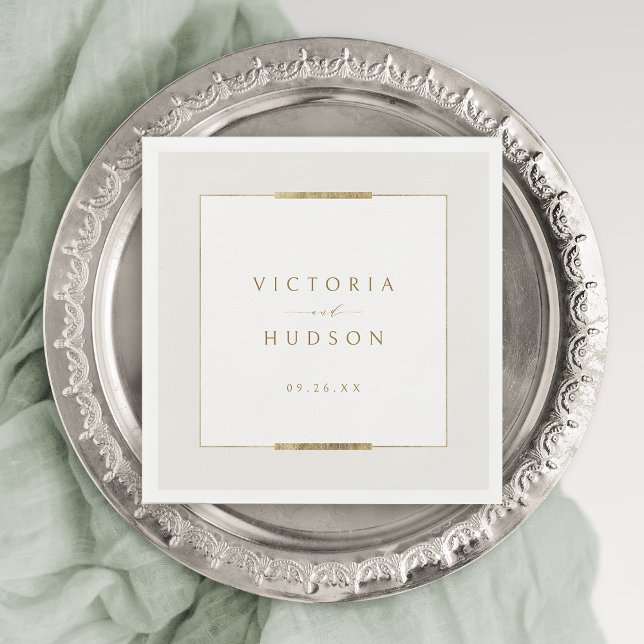 Guardanapo De Papel Casamento Simples Moderno da Elegância (Framed Elegance Simple Modern Classy Wedding Napkins)