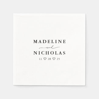 Guardanapo De Papel Casamento Simples Moderno Preto e Branco