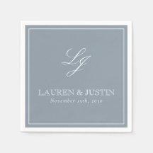 Casamento Simples Monograma Dusty Blue Elegant