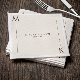 Guardanapo De Papel Casamento Simples por Monograma de Beige Brown