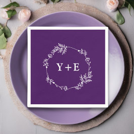 Guardanapo De Papel Casamento Simples Roxo Elegante Monograma