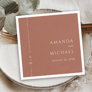 Guardanapo De Papel Casamento Simples Terracotta Elegante Monograma Cl