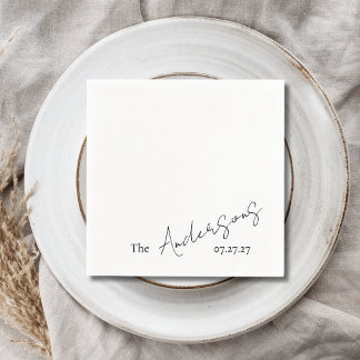 Guardanapo De Papel Casamento Simples Texto Personalizado Cursivo Eleg