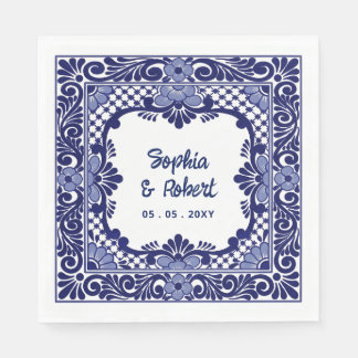 Guardanapo De Papel Casamento Talavera Azul Mexicano