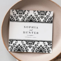 Casamento tema damasco branco preto-chic Elegante