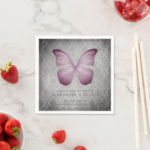 Guardanapo De Papel Casamento tema damasco da Borboleta Vintage Rosa