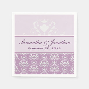 Guardanapo De Papel Casamento tema damasco da violeta africana & da