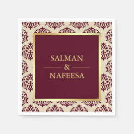Guardanapo De Papel Casamento tema damasco Faux Gold Foil Burgundy