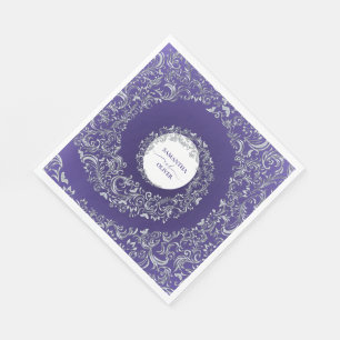 Guardanapo De Papel Casamento tema damasco Roxo Elegante