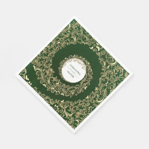Guardanapo De Papel Casamento tema damasco Verde Elegante