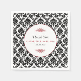 Guardanapo De Papel Casamento tema damasco vermelho, preto e branco