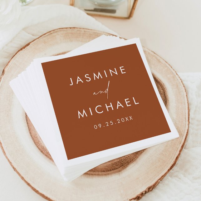 Guardanapo De Papel Casamento Terracota com Letra Moderna (Criador carregado)