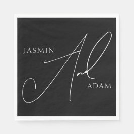 Guardanapo De Papel Casamento Tipografia Simples Script Preto Branco