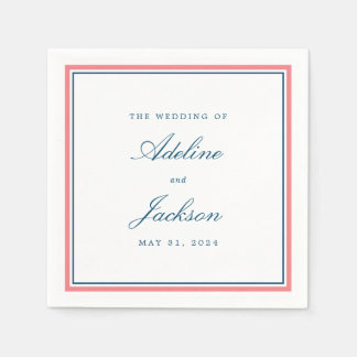 Guardanapo De Papel Casamento Tradicional Clássico de Fronteira Rosa e