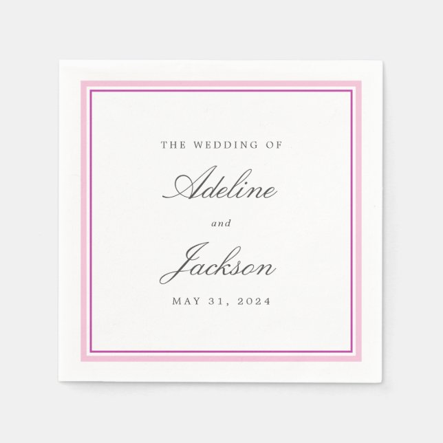 Guardanapo De Papel Casamento Tradicional Clássico de Fronteira Rosa N (Frente)